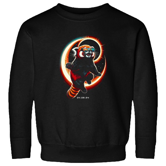 Panda Pet Comedy Solar Eclipse Red Panda With Sunglasses Love Animal Sweatshirts
