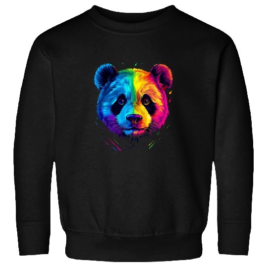 Panda Pet Colorful Giant Panda Face Cute Rainbow Animal Lover Black Sweatshirts