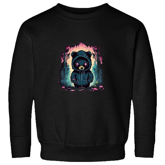 Bear Pet Pastel Goth Creepy Teddy Bear In Dark Forest Menhera Anime Sweatshirts