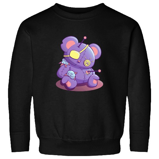 Bear Pet Purple Bear Broken Voodoo Doll Cute Kawaii Pastel Goth Sweatshirts