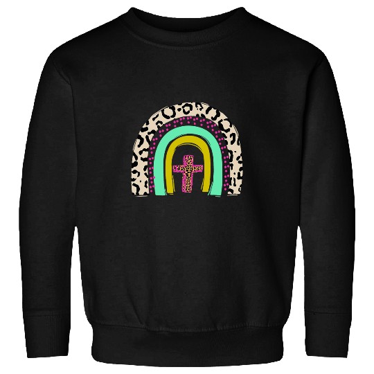 He Is Risen Leopard Rainbow Christian Jesus Easter Day Sweatshirts