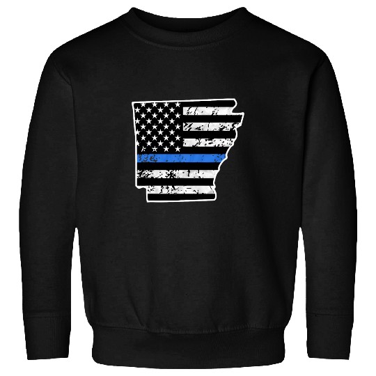 Police Job Arkansas Thin Blue Line Police Flag in Arkansas State Map Sweatshirts