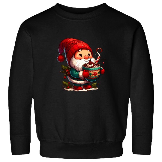 Coffee Fun Gnome Christmas Cute Hot Chocolate Gnome Sweatshirts