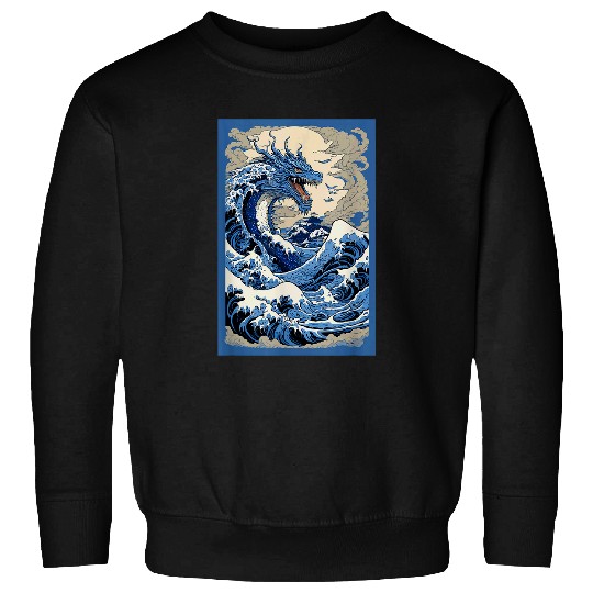 Dragon Pet Chinese Dragon Hokusai Great Wave Off Kanagawa Japanese Art Sweatshirts