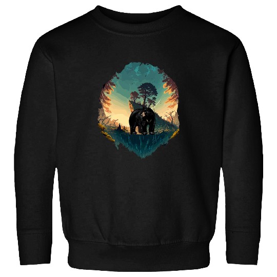 Bear Pet Black Bear In Woods Background Design Sweatshirts
