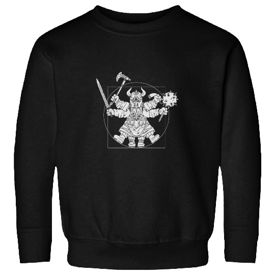 Leonardo Da Vinci Vitruvian Man Viking Valhalla Sweatshirts