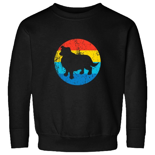 Australian Shepherd Dog Breed Silhouette Retro 1970s Circle Sweatshirts