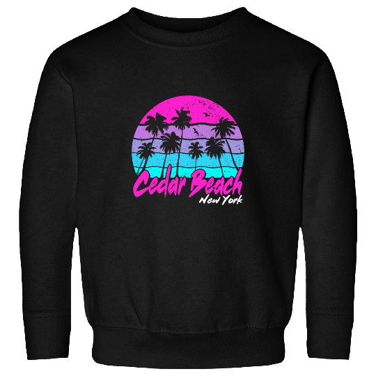 Cedar Beach New York NY Vacation Beach Surf Palm Tree Sweatshirts