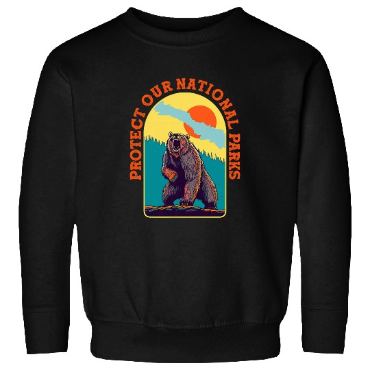 Bear Pet Protect Our National Parks Roaring Grizzly Bear Sweatshirts