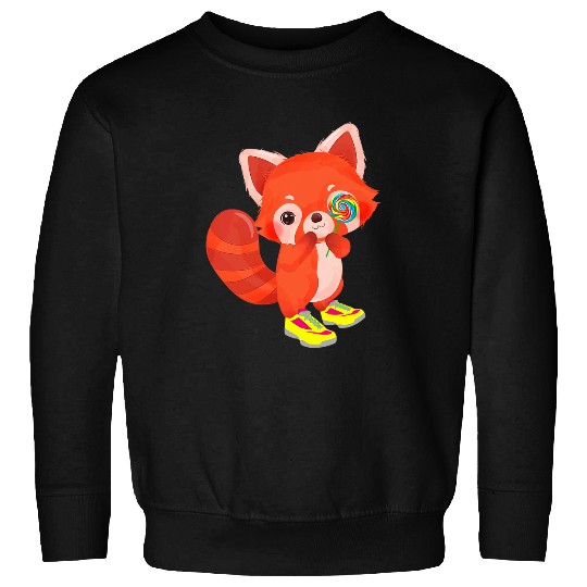 Panda Pet Red Panda Kid In Sneakers With Lollipop School Panda Sweatshirts