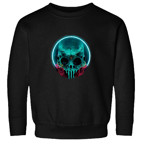 Cool Happy Skull With Blue Colors I love Halloween 2 Sweatshirts