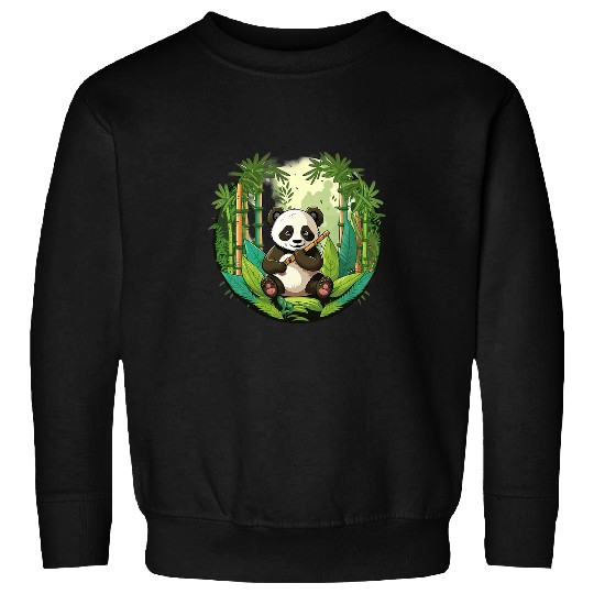 Panda Pet Joy Kawaii and Happy in Bamboo Forest China Sweatshirts