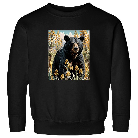 Bear Pet Black Colored Bear Surrounded By Yucca flower New Mexico 4 Sweatshirts