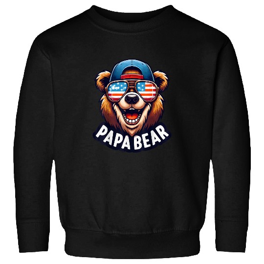 Bear Pet Papa Bear Fathers Day Gift US American Flag bests Dad 2 Sweatshirts