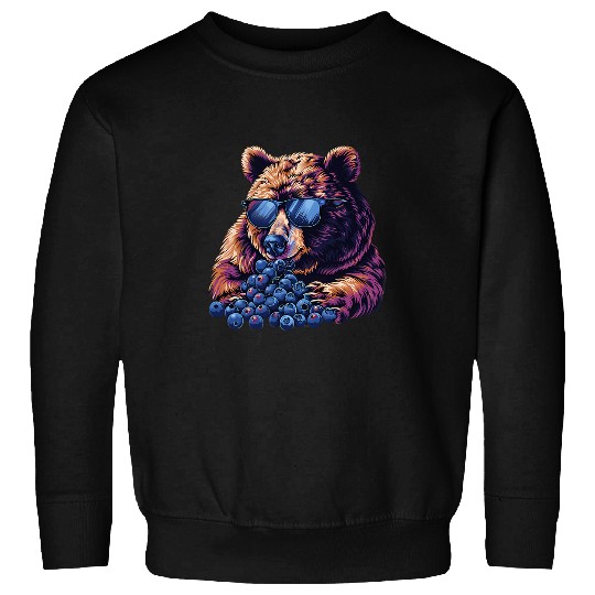 Bear Pet Blueberry Bear Sunglasses Blueberry Fruit Portrait Drawing Sweatshirts