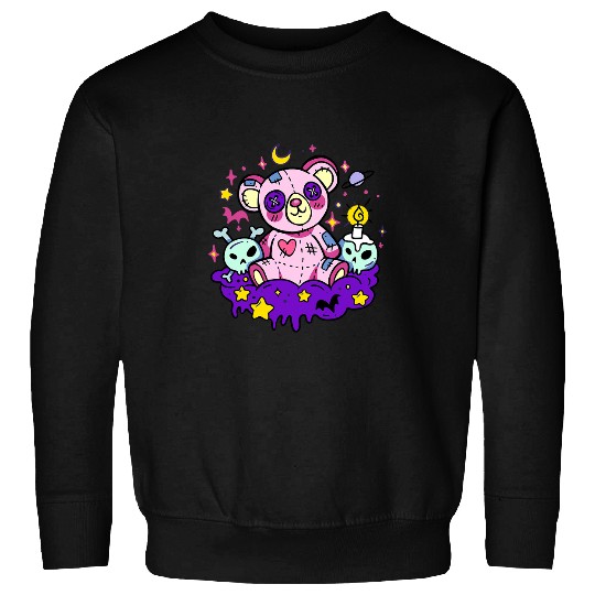 Bear Pet Creepy Cute Goth Pink Teddy Bear Pastel Vaporwave Kawaii Sweatshirts