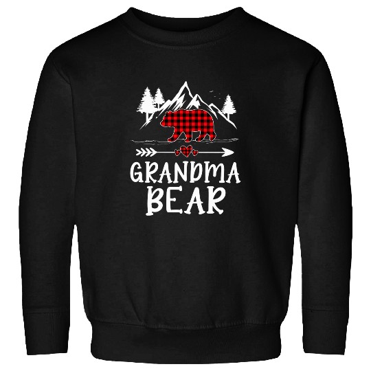 Bear Pet Grandma Bear Christmas Pajama Red Plaid Buffalo Matching Sweatshirts