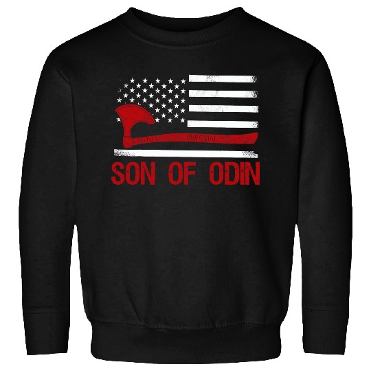 Mens Son Of Odin Valhalla American Viking Flag Nordic Mythology Sweatshirts