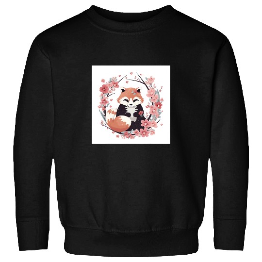 Panda Pet Adorable Red Panda Cherry Blossom Tree Lovely Natural Scene Sweatshirts