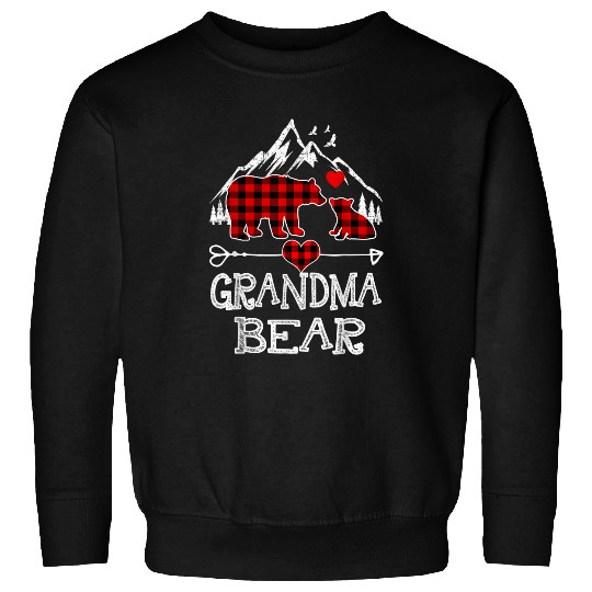 Bear Pet Grandma Bear Red Plaid Gift For Grandma Sweatshirts