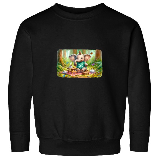 Elephant Pet Trunk Up Tea Time Enchanted Forest Tea Party Sweatshirts