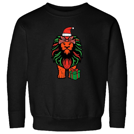 Lion Pet Christmas Lion Santa xmass Animal Boys Kids Men Women Youth Sweatshirts