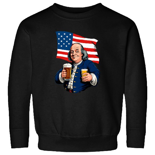 Beer Fun Boozing Benjamin Franklin With Beer Mug Funny Sweatshirts
