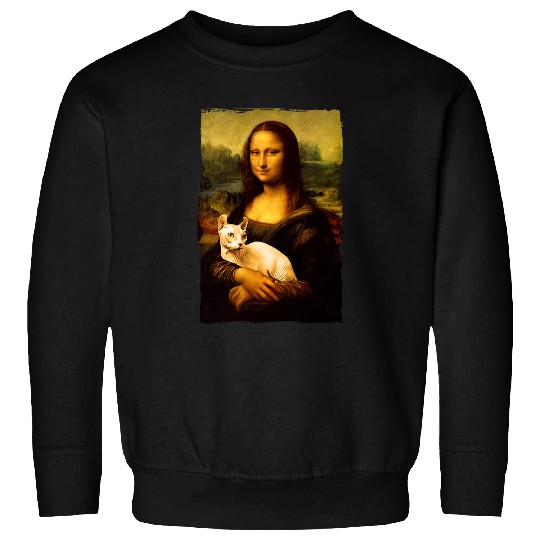 Mona Lisa With Sphynx Da Vinci Famous Painting Art Teacher Sweatshirts
