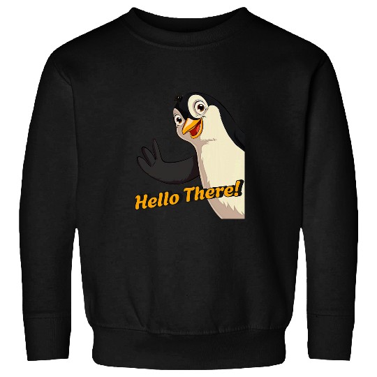 Penguin Pet Kawaii Emperor Penguin Cartoon Waving Hello There Sweatshirts