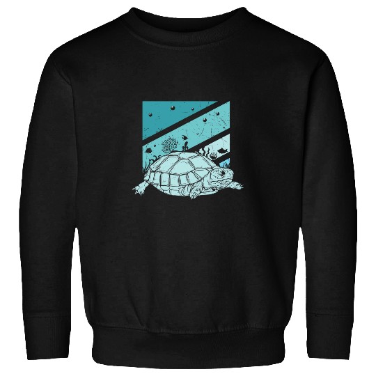 Turtle Pet Blue Style Turtle Sea Life Tortoise Theme Graphic Sweatshirts