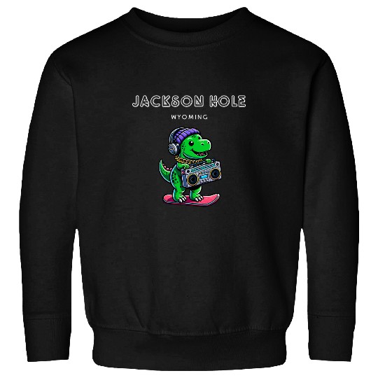 Jackson Hole Wyoming Cute Snowboard TRex Sweatshirts