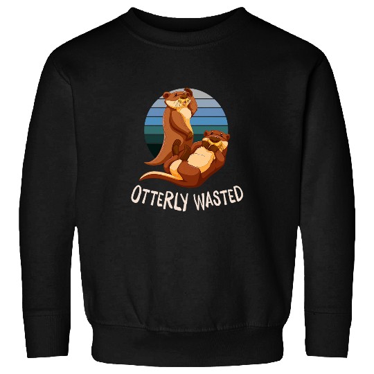 Beer Fun Otterly Wasted Drinking Otter Lover Alcoholic Sea Otter Sweatshirts