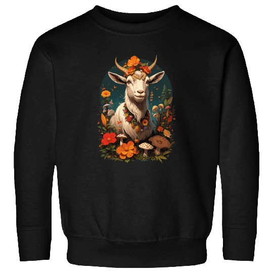 Cottagecore Aesthetic Goats Fairycore Mushroom Floral Fungi Sweatshirts