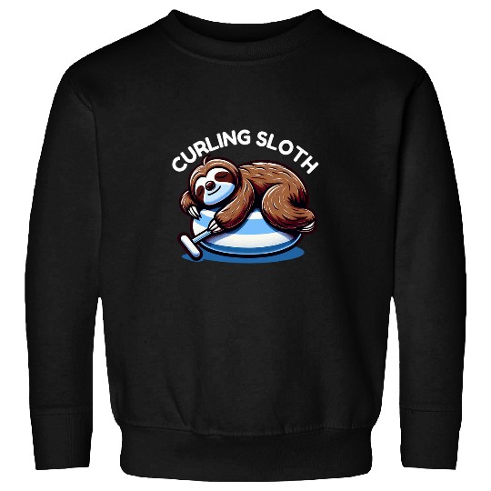 Sloth Pet Funny Curling Sloth Always Tired Winter Sports Curler Sweatshirts