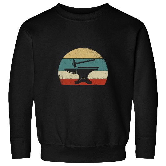 Blacksmith Job Blacksmithing Funny Retro Blacksmith Anvil Ironworker Sweatshirts