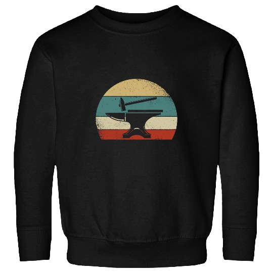 Blacksmith Job Blacksmithing Funny Retro Blacksmith Anvil Ironworker Sweatshirts