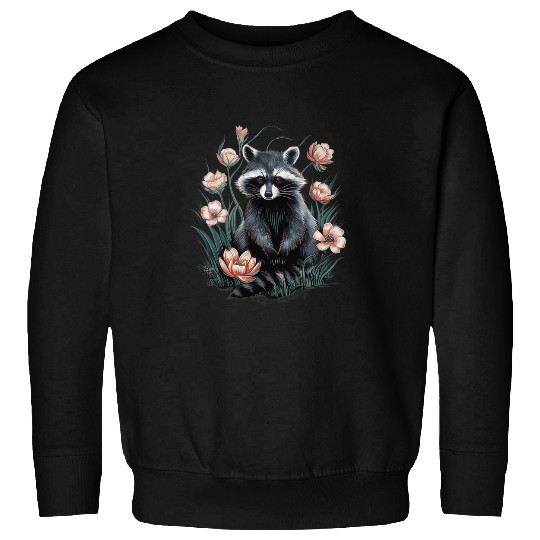 Raccoon Pet Floral Raccoon Spring sunflowers for Nature Lovers Sweatshirts