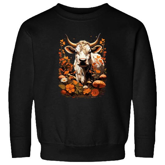 Cows Cottagecore Aesthetic Fairycore Mushroom Floral Fungi Sweatshirts