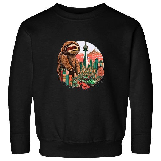 Sloth Pet Japan Kaiju Slothzilla Anime Sloth Monster Creature Sweatshirts
