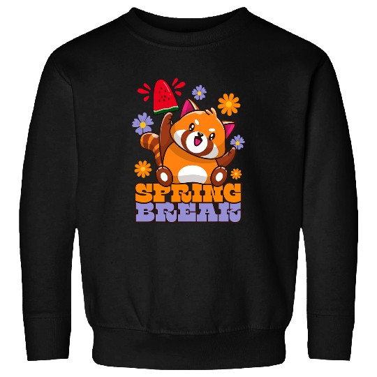 Panda Pet Red Panda Spring Break Watermelon Ice Cream Kawaii Sweatshirts