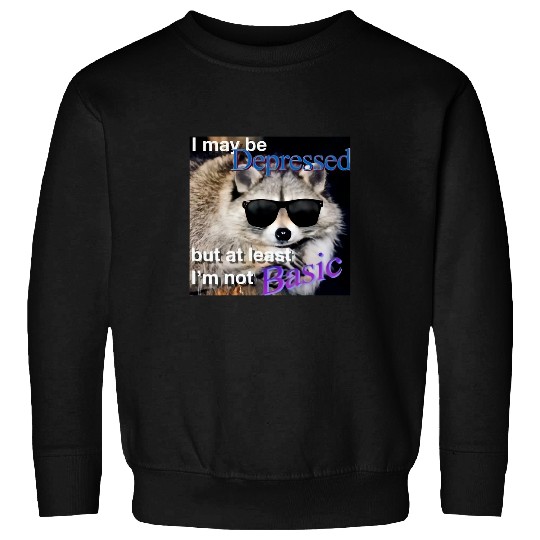 Raccoon Pet I may be depressed but at least i am not basic Raccoon Sweatshirts