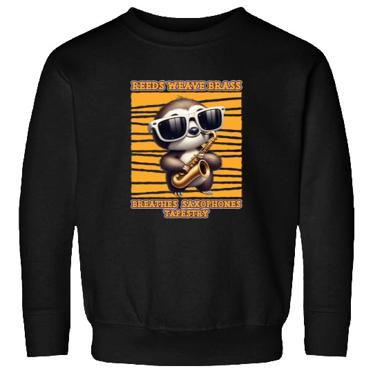 Sloth Pet Reeds Weave Brass Breathes Saxophones Tapestry Sloth Sweatshirts