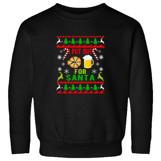 Beer Fun I Put Out For Santa Pizza And Beer Ugly Christmas Style Sweatshirts