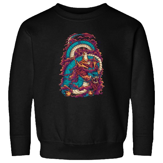 Dragon Pet Chinese New Year Chinese Dragon Tiger Riding Dragon Sweatshirts