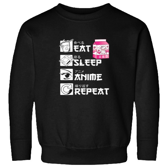 Turtle Pet eat sleep anime repeat milk shake turtle japanese kawaii Sweatshirts