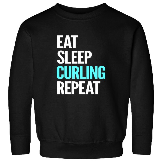 Eat Sleep Curling Repeat Devoted Supporter Gift Sweatshirts