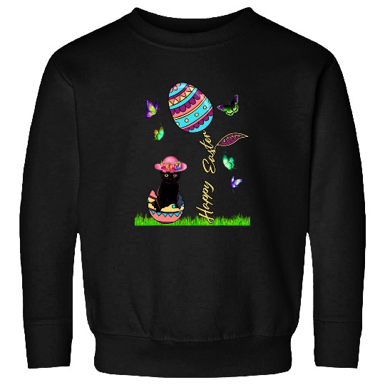 Easters Women Lucky black cats Bunny Easter Bonnet Girl 1 Sweatshirts
