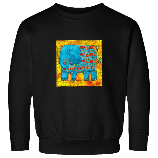 Elephant Pet Patterned Elephant Colorful Pen And Ink Drawing Artwork Sweatshirts