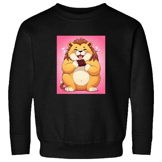 Lion Pet Chubby Fat Lion Chocolate Lover Funny Animal Design Print Sweatshirts