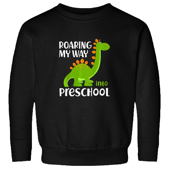 Kids Funny Brontosaurus Back To School Roaring Into Preschool Sweatshirts